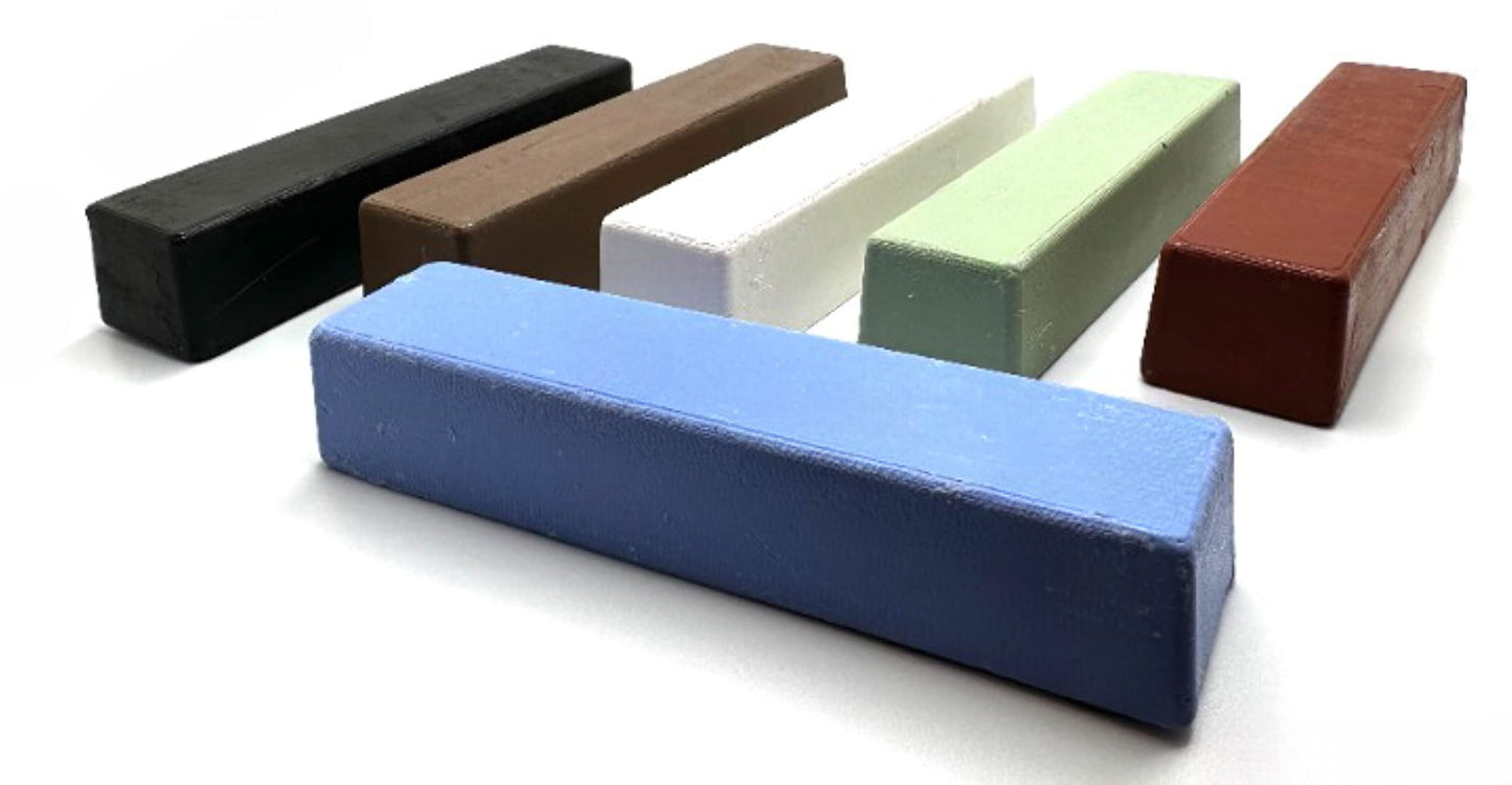 Pro-Graad Metal Polishing Compound Kit 24oz - 6 pc Buffing Compound Bars 4 oz each. Set includes: Black Emery Compound, Brown Tripoli, White Rouge, General Green, Red Jewelers Rouge, All Purpose Blue