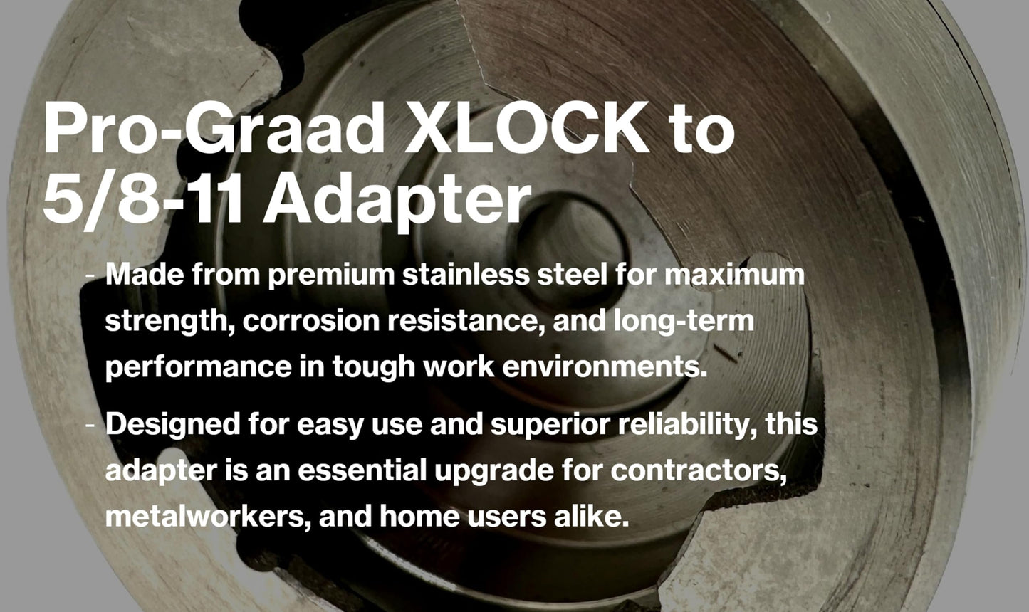Pro-Graad Adapter for XLOCK to 5/8-11 Thread, Includes Flange Lock Nut, for Angle Grinder Cutting Blade, Flap Discs, Diamond Core Drill Bit