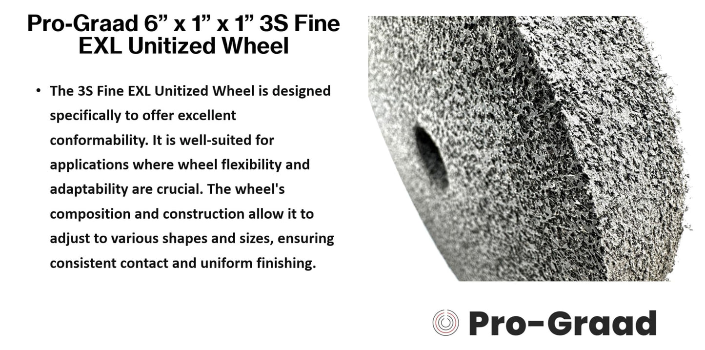 Pro-Graad EXL Unitized Wheel, Silicon Carbide, 6" Diameter x 1" Wide x 1" Arbor, 3S Fine | (Pack of 1)