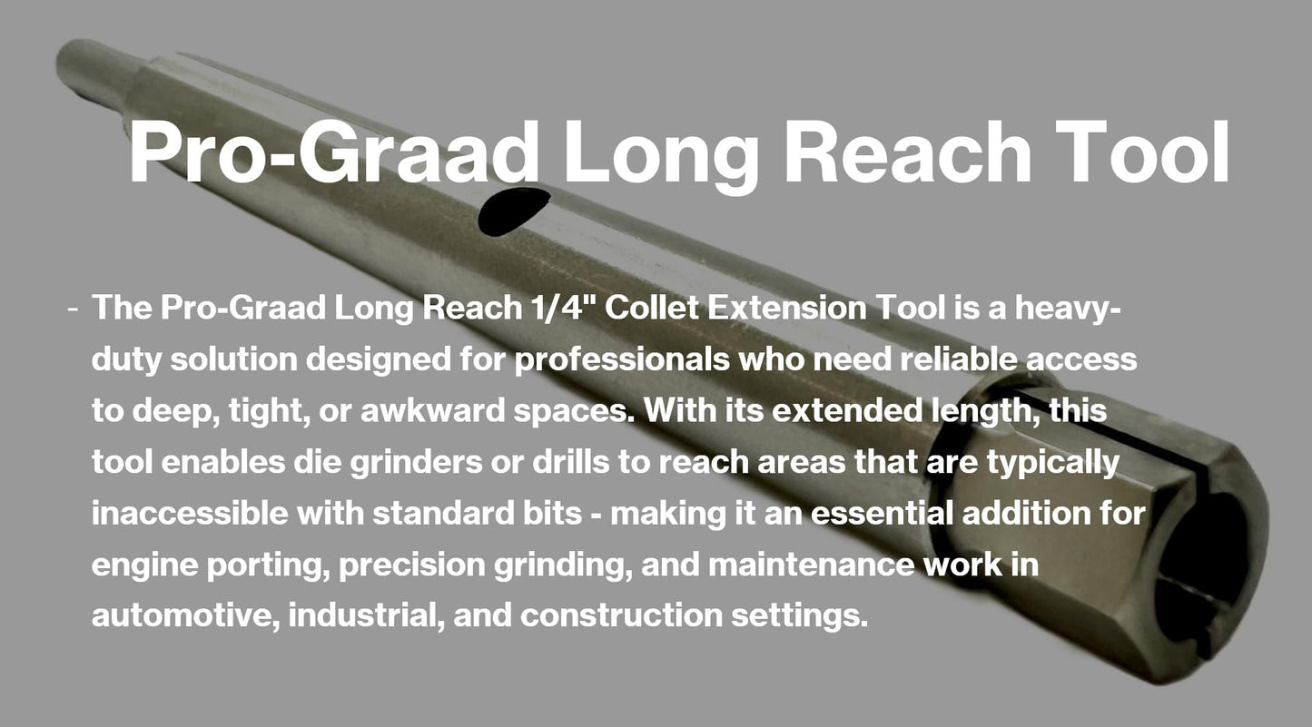 Pro-Graad 5.5" Long Reach Heavy Duty 1/4" Collet Extension Tool – Carbide Burr & Bit Holder for Die Grinder – Extended Reach for Engine Porting, Precision Grinding, Auto & Industrial Use