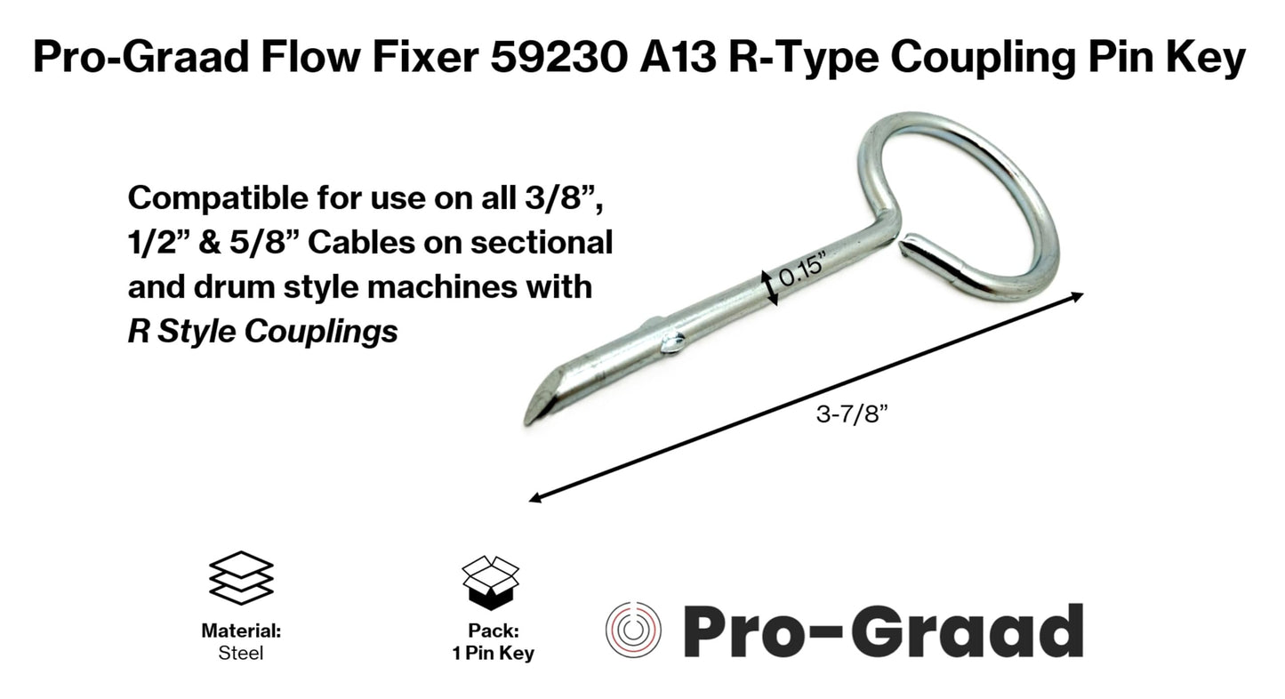 Pro-Graad Flow Fixer A13 59230 Replacement Coupling Pin Key – Fits Ridgid K-400 K-50 K-3800 K-60SP K6200 C8 Drain Cable R Style Couplers, Compatible R-Type 5/8” Drain Auger Coupler Pin Tool