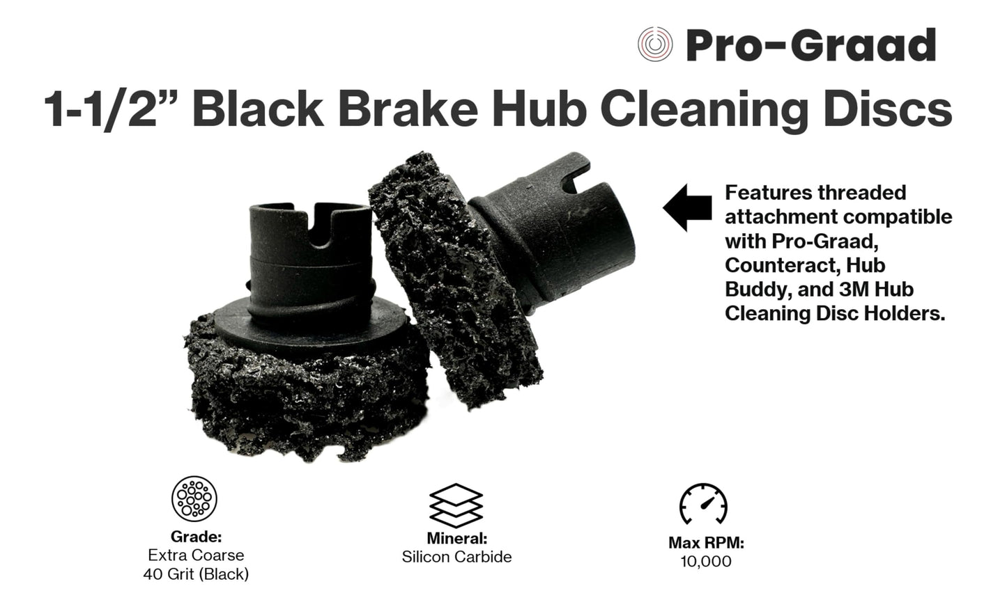 Pro-Graad 45150 5 Pack 1-1/2” Black Brake Hub Cleaning Discs, Brake Drum & Rotors, Around Wheel Studs Rust Removal, Replacement Pads Compatible with Pro Graad Counteract Hub Buddy & 3M Pad Holders
