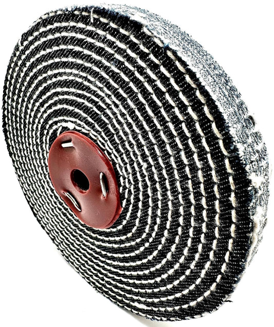 Pro-Graad 1 Pack 6” Denim Buffing Wheel 6 inch x 1/2 inch Arbor Hole Extra Thick Denim Spiral Sewn Buff for Bench Grinder & Buffers, 2X Durability – Pack of 1