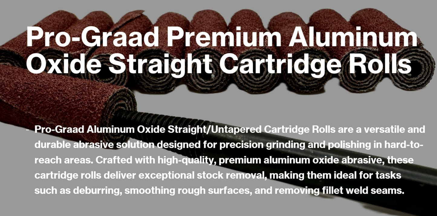 Pro-Graad 3/8” Diameter x 1-1/2” Length x 1/8” Pilot Hole 80 Grit Aluminum Oxide Straight/Untapered Cartridge Roll, 50 Pack, Includes 1x CR-9 Mandrel