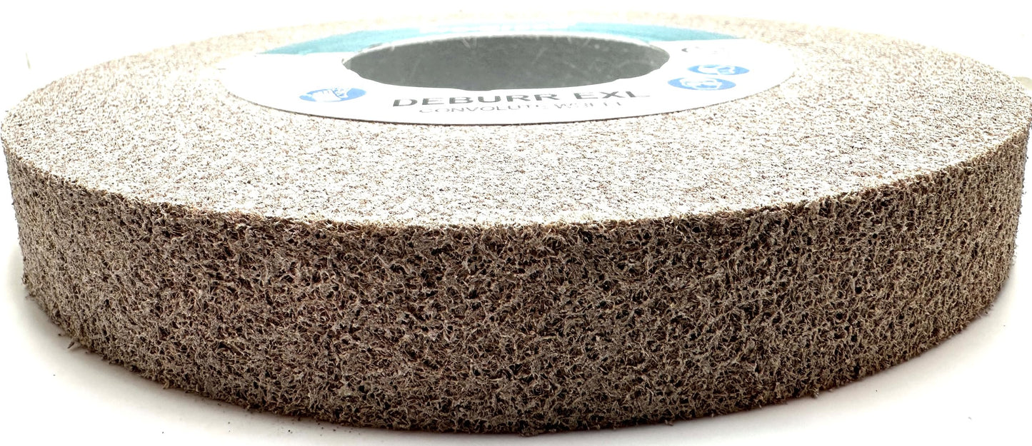EXL Deburring Wheel - 8" x 1" x 3" 8A Medium Grit - Aluminum Oxide - Metal Deburring, Finishing and Polishing Wheel - Convolute - 13619 - (1 Pack)