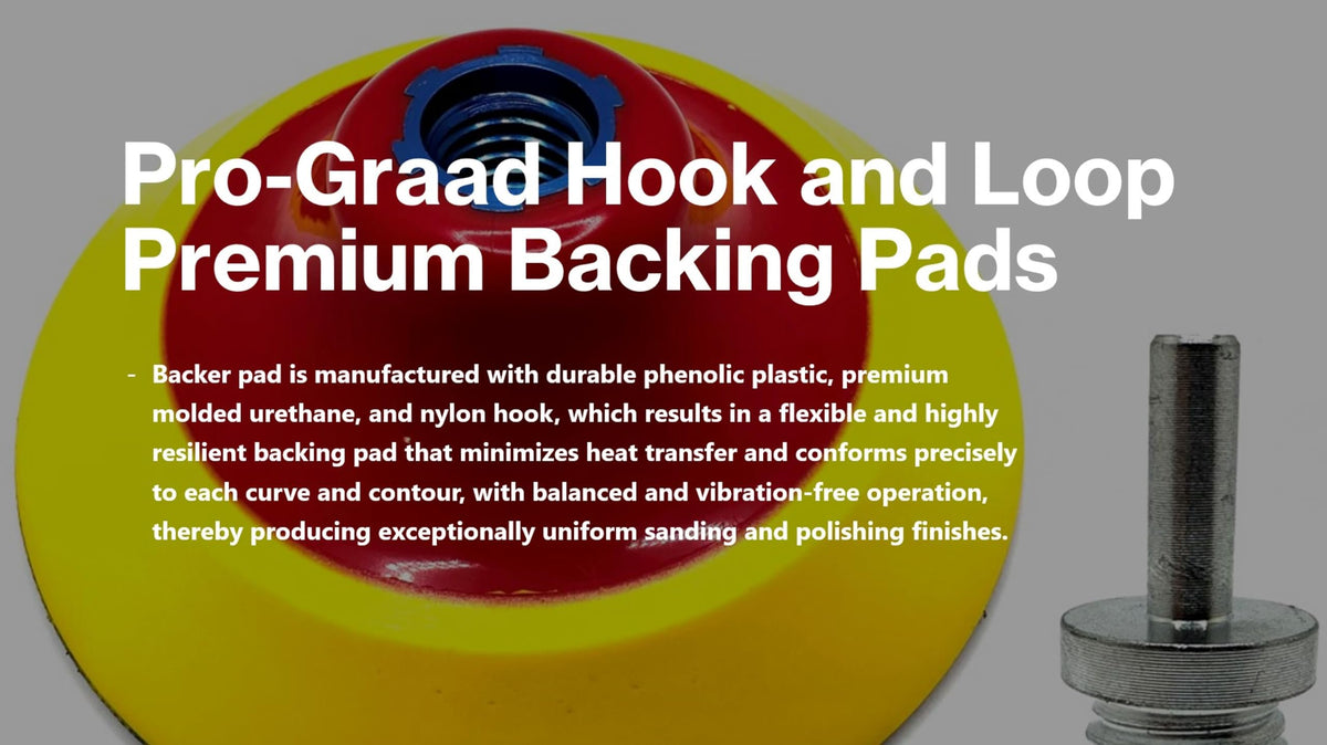 Pro-Graad 5" Premium Hook and Loop Backing Plate for Sanding, Polishing Buffering Pads, Backer Pad with 5/8”-11, 5 inch Backup Pad for Angle Grinder Drill Polisher Buffer – with Drill Adapter