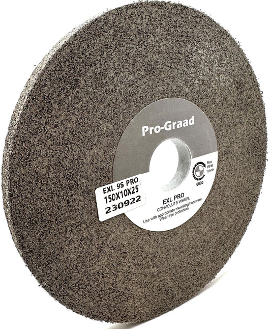 Pro-Graad EXL PRO Convolute Deburring Polishing Wheel - 6" x 3/8" x 1" 9S Fine Silicon Carbide - Professional Grade - Metal Deburring, Finishing and Polishing Wheel - (1 Pack)