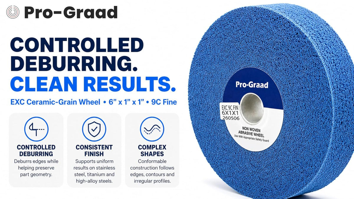 Pro-Graad EXC 6" x 1" x 1" 9C Fine Ceramic Deburring Finishing Wheel, 11248