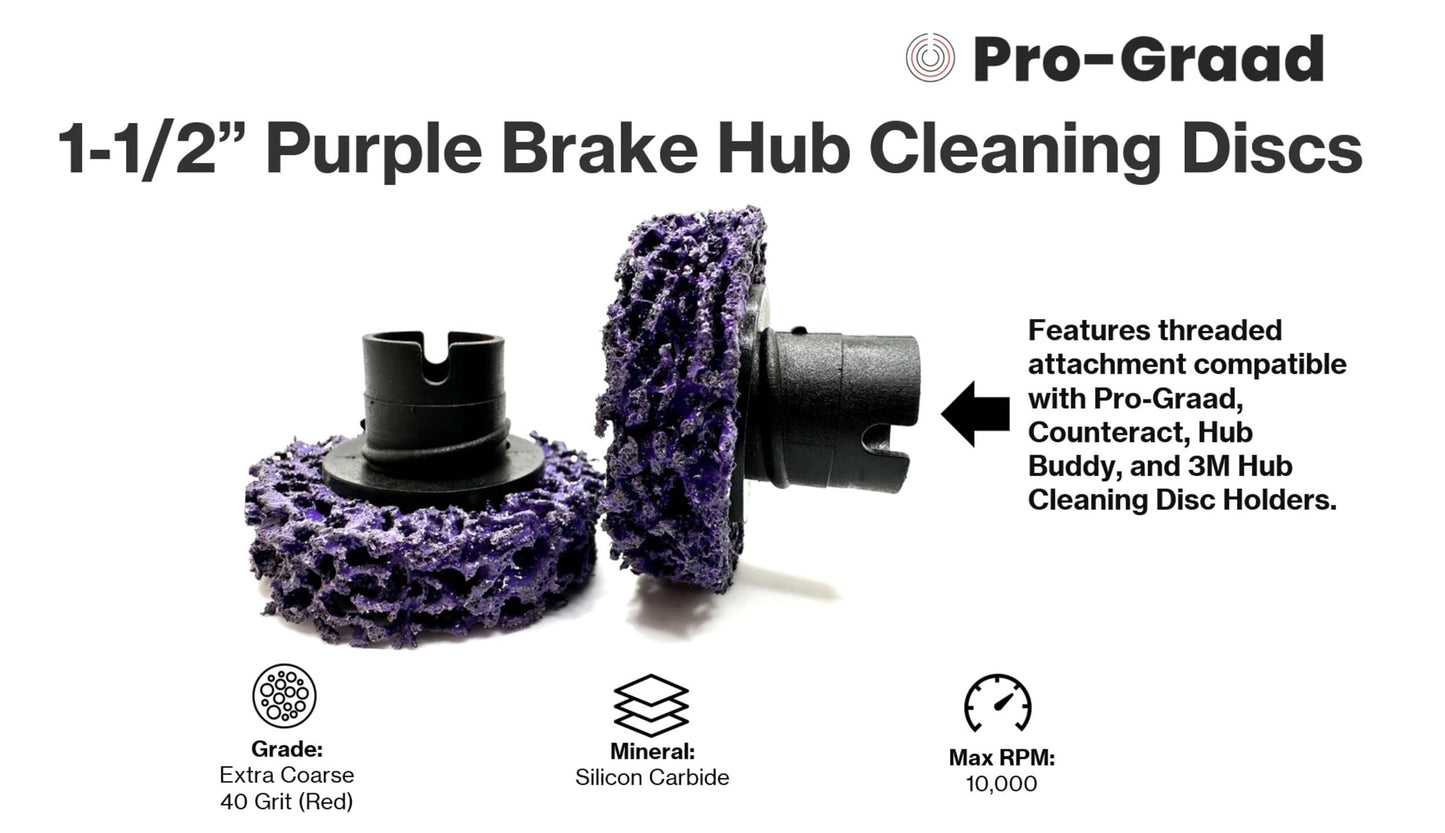 Pro-Graad 46150 6 Pack 1-1/2” Brake Hub Cleaning Discs, Brake Drum & Rotors, Around Wheel Studs Rust Removal, Replacement Pads Compatible with Pro Graad Counteract Hub Buddy & 3M Pad Holders
