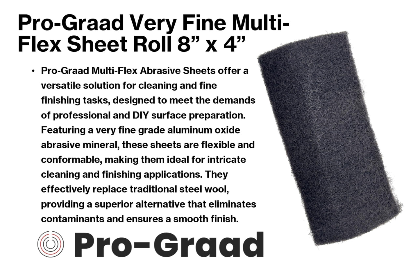 Pro-Graad Multi-Flex Abrasive Sheets 8” x 4” A-VFN Maroon Aluminum Oxide - Very Fine, Ultra Flexible and Conformable for Cleaning or Fine Finishing - Convenient Dispenser, 07521, 1 Roll/60 Sheets