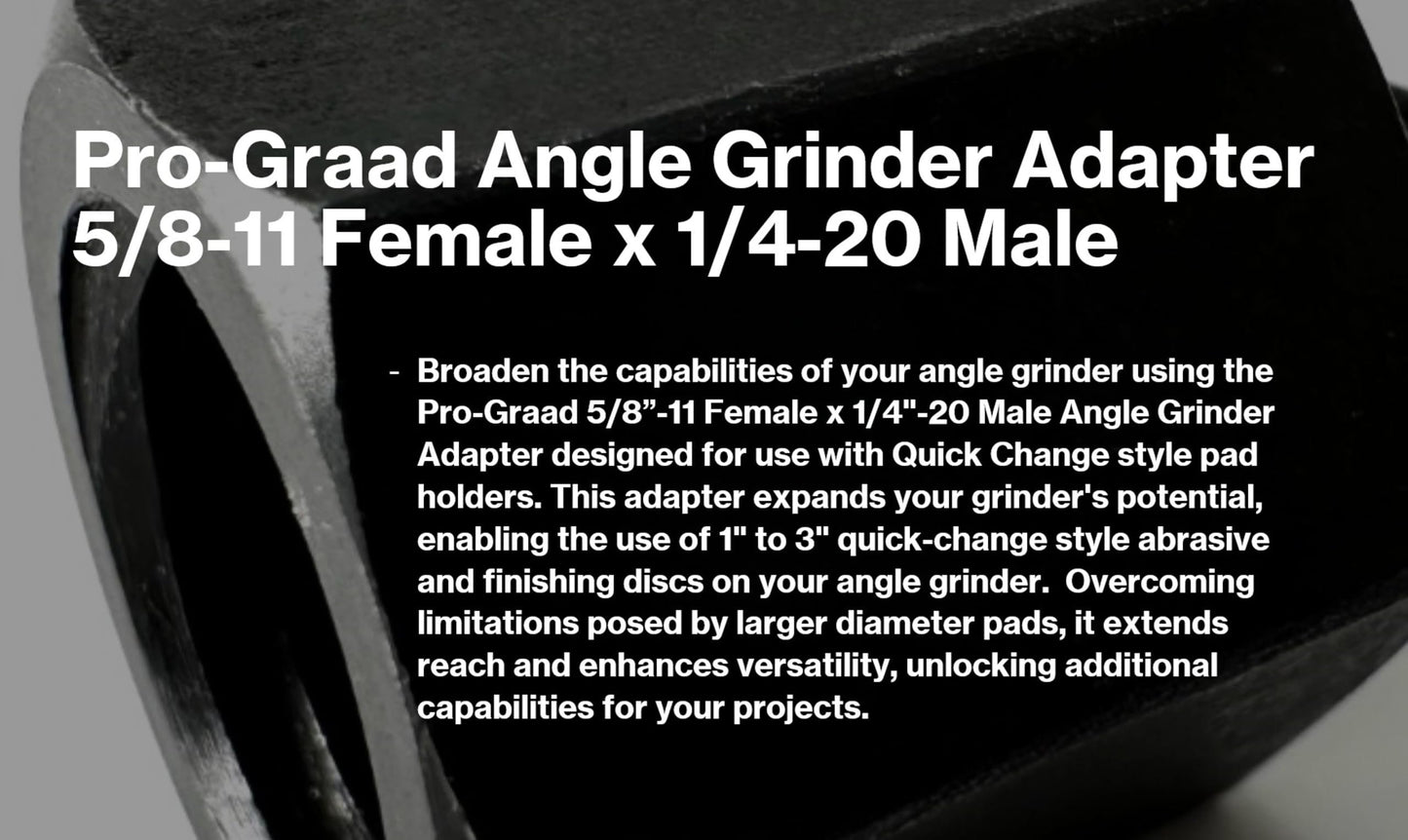 Pro-Graad 5 Piece 5/8-11 Angle Grinder Adapter Kit, with 2” & 3” Roll Lock Type R Quick Change Disc Pad Holder, 5 Pcs Adapter Kit for Angle Grinders with 5/8”-11 Thread