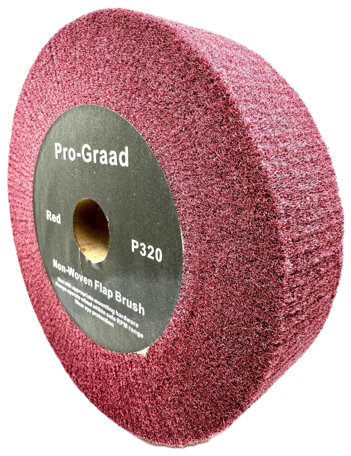 Pro-Graad 8” x 2” x 1-1/4” Arbor Red Bench Grinder Polishing Wheel, 320 Grit, Tight Weave, Great for refurbishing golf clubs and metal, Non-Woven Wheel for Copper, Metal, Finishing, and Burnishing