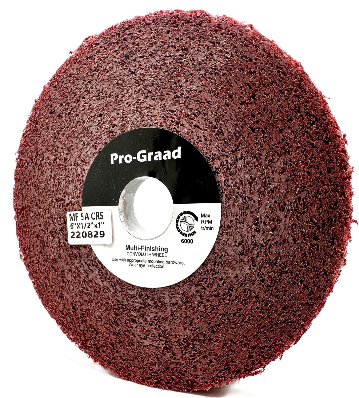 Pro-Graad Metal Finishing Wheel – 6” x 1/2” x 1” 5A Coarse – Aluminum Oxide – Maroon Metal Finish Convolute Wheel – for #3 Brush, Satin and Mill Finishes – 05394 - Pack of 1
