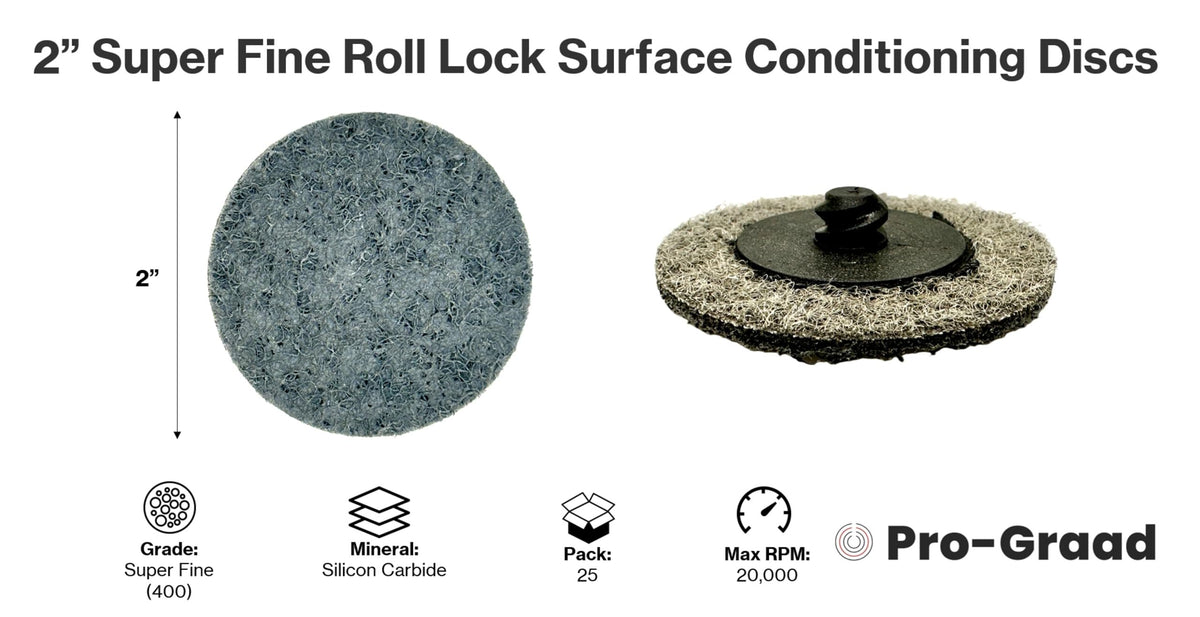 Pro-Graad Quick Change Non-Woven Nylon Surface Conditioning Discs for Deburring Sanding Blending Polishing Paint Removal with Male R-Type Backing
