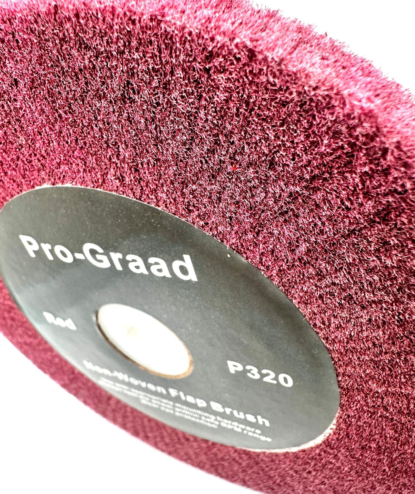 Pro-Graad 6” x 1/2” x 1” Arbor Red Bench Grinder Polishing Flap Wheel, 320 Grit, Tight Weave, Great for refurbishing golf clubs and metal, Non-Woven Wheel for Copper, Metal, Finishing & Burnishing