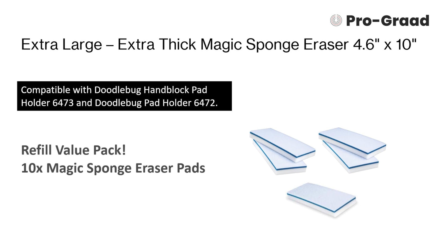 Magic Mopper 4610 Eraser Pads - 50 Pack 4.5" x 10" x 1" Commercial Grade Melamine Sponges for Floor, Tile, Grout, Baseboard, Walls-Durable & Versatile Cleaning - Pack of 50