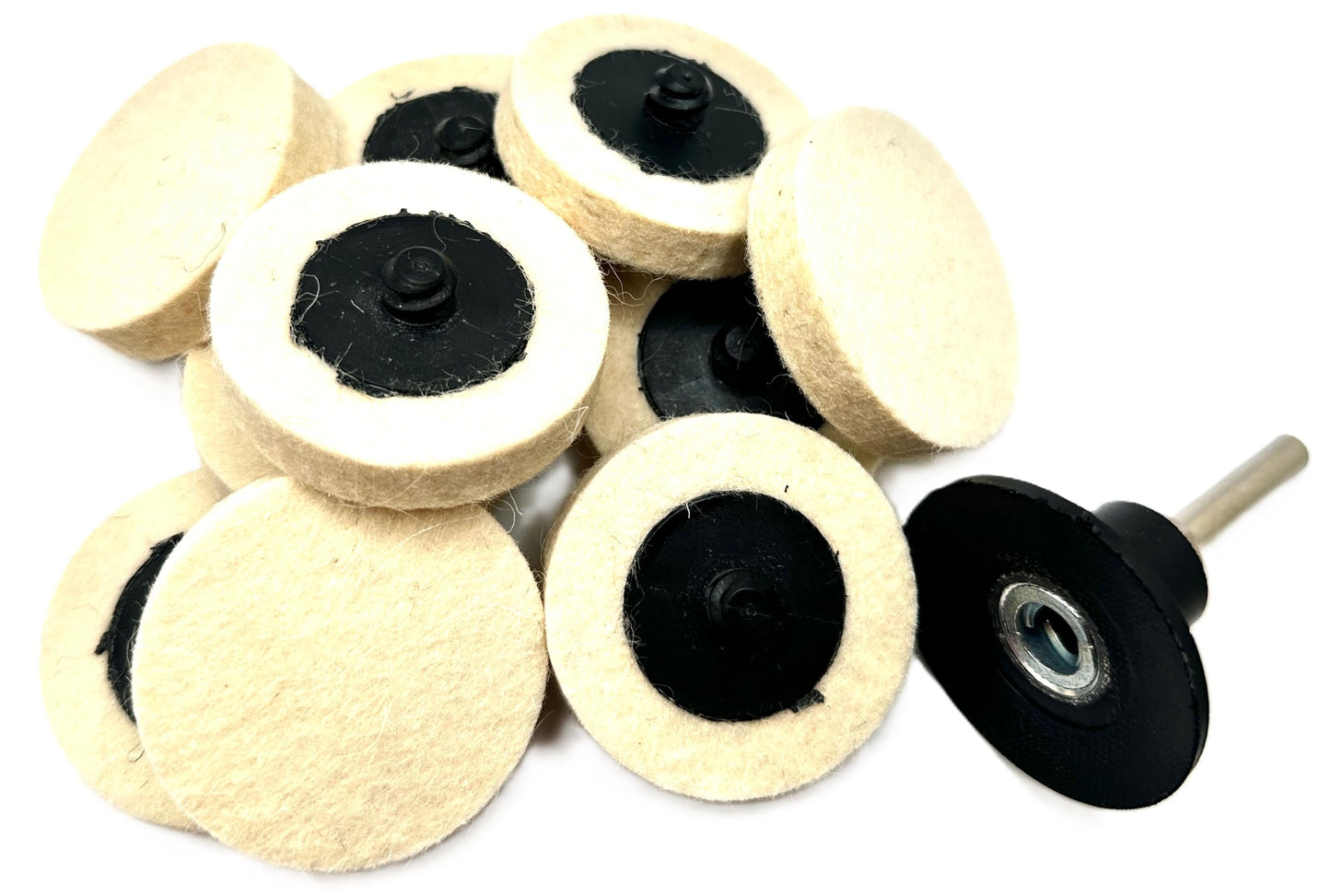 Pro-Graad 2" Felt Roll Lock Quick Change Wool Sanding Discs - 10 Pack, R-Type Buffing Pads for Polishing & Surface Conditioning, Premium Compressed Wool, Use with Die Grinders & Rotary Tools