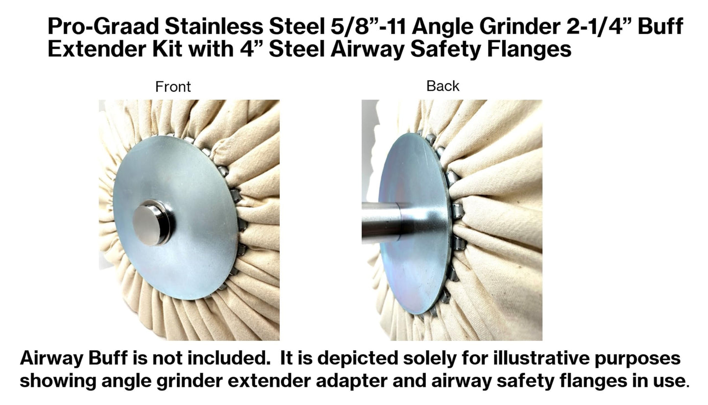 Pro-Graad Stainless Steel 5/8”-11 Angle Grinder Arbor Airway Buff Extender