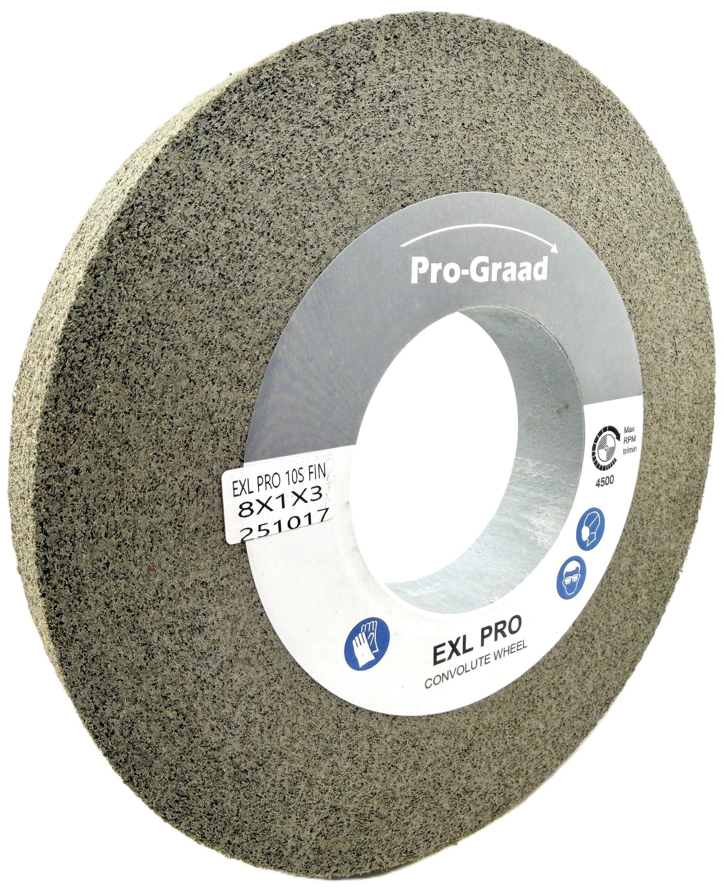 Pro-Graad 8” x 1” x 3” 10S Fine EXL PRO Convolute Deburring Polishing Wheel -  Silicon Carbide - Professional Grade - Metal Deburring, Finishing and Polishing Wheel – 94918 - 1 Pack
