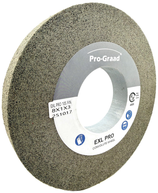 Pro-Graad 8” x 1” x 3” 10S Fine EXL PRO Convolute Deburring Polishing Wheel -  Silicon Carbide - Professional Grade - Metal Deburring, Finishing and Polishing Wheel – 94918 - 1 Pack