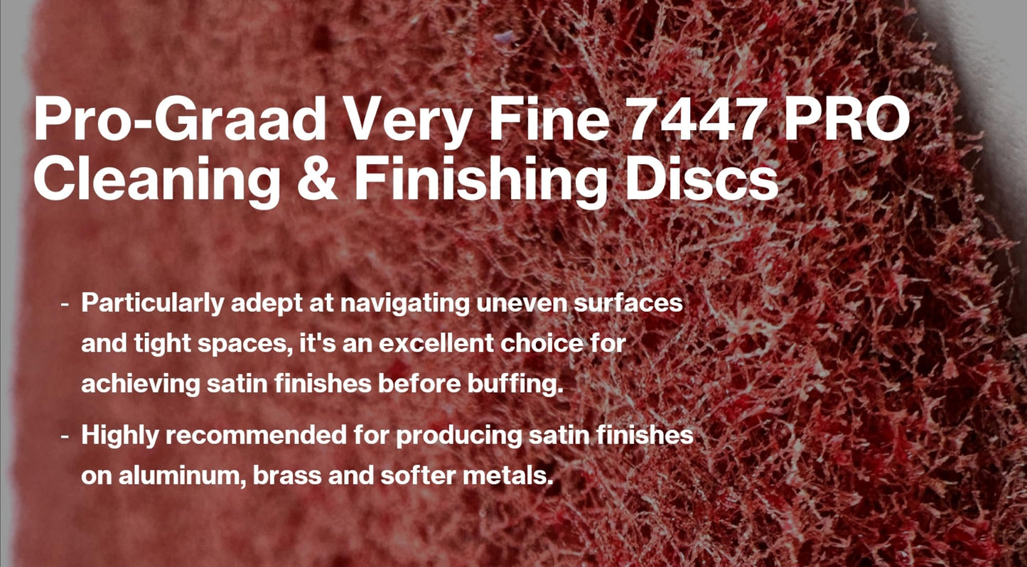 Pro-Graad 4 Pack 8” x 1/2” Very Fine 7447 PRO Non-Woven Buffing, Blending, Cleaning, Light Deburring & Finishing Discs, Pack of 4