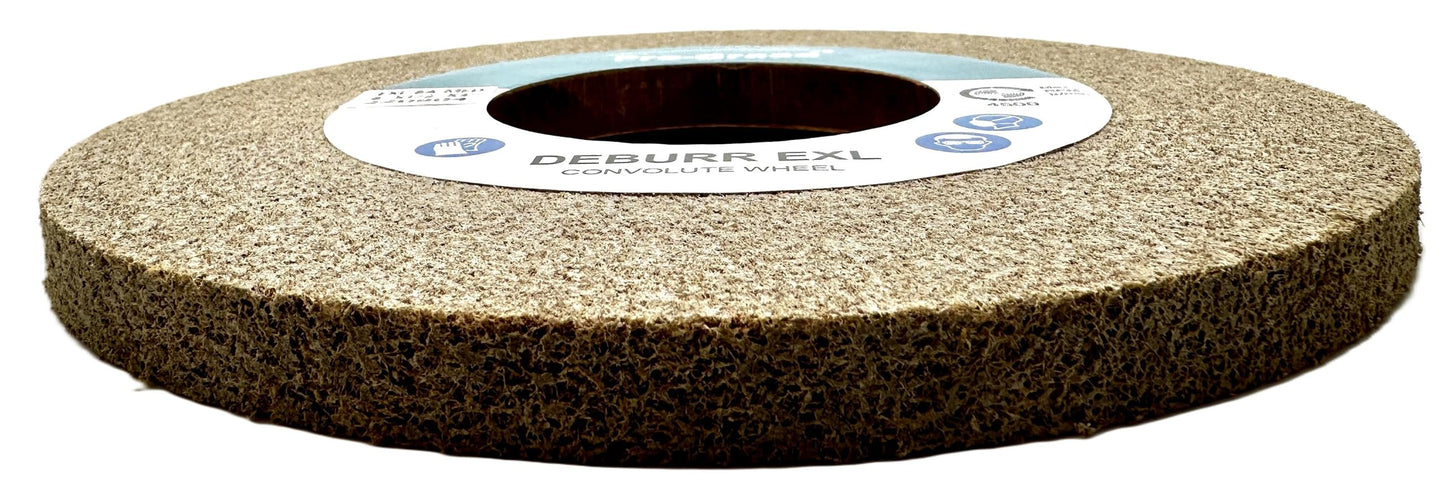 Pro-Graad EXL Deburring Wheel - 8" x 1/2" x 3" 8A Medium Grit - Silicon Carbide - Metal Deburring, Finishing and Polishing Wheel - Convolute - 17459 - (1 Pack)