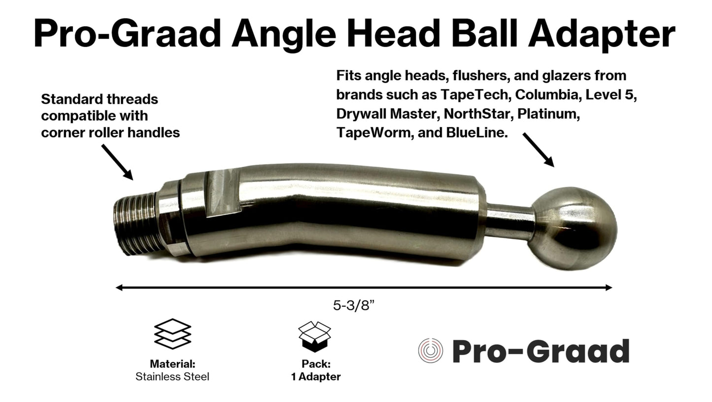 Pro-Graad Drywall Angle Head Ball Adapter for FHTT, XHTT & Standard Handles – Converts Corner Roller to Finisher Handle– Fits TapeTech, Columbia, Level 5, NorthStar, Drywall Master, Platinum, BlueLine