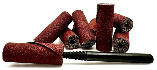 Pro-Graad 1/2” Diameter x 1-1/2” Length x 1/8” Pilot Hole 60 Grit Aluminum Oxide Straight/Untapered Cartridge Roll 10 Pack, Includes 1x CR-9 Mandrel