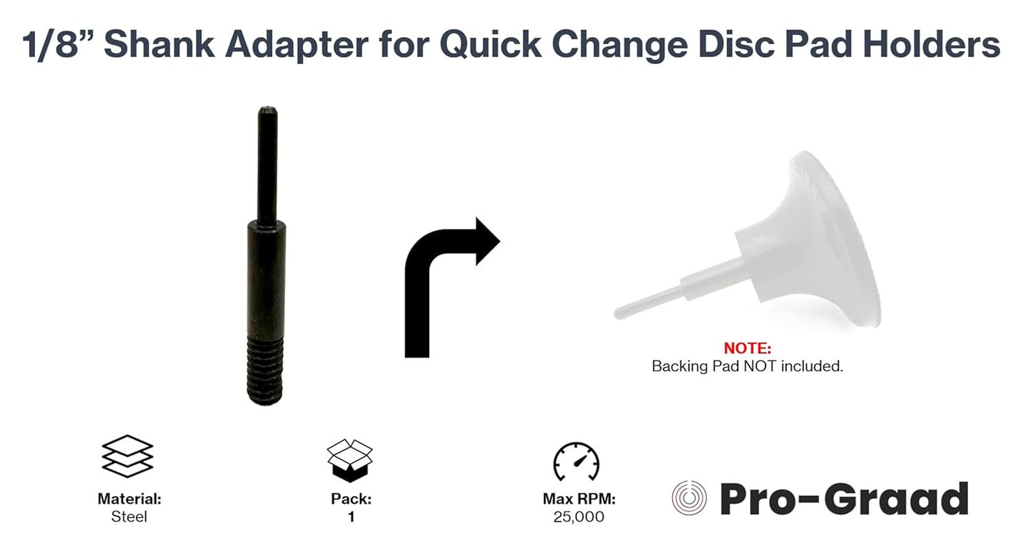 Pro-Graad E-11 1/8” Shank Adapter for Roll Lock, Type R & S Quick Change Disc Pad Holders, 1/8” Shaft x 1/4-20 Thread, Convert Quick Change Holder Compatible Fit Dremel & Similar Rotary Tools, 1 Pack