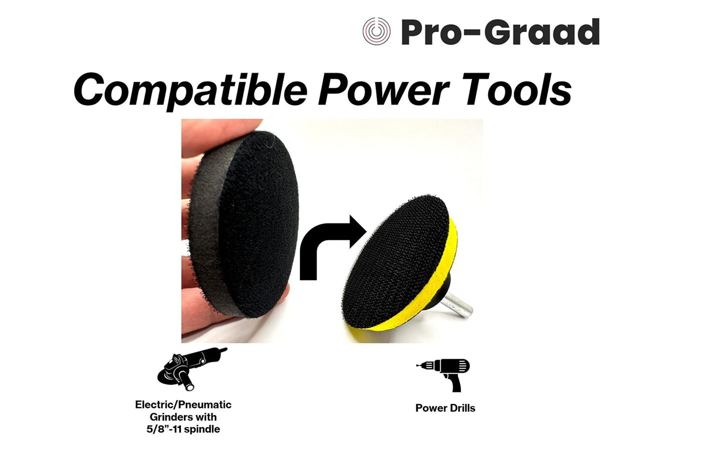 Pro-Graad 5Pcs 3inch Hook and Loop Soft Foam Buffering Interface Pad for Backer Pad, 0.5inch Thick Sponge, Sanding Polishing Discs, Black