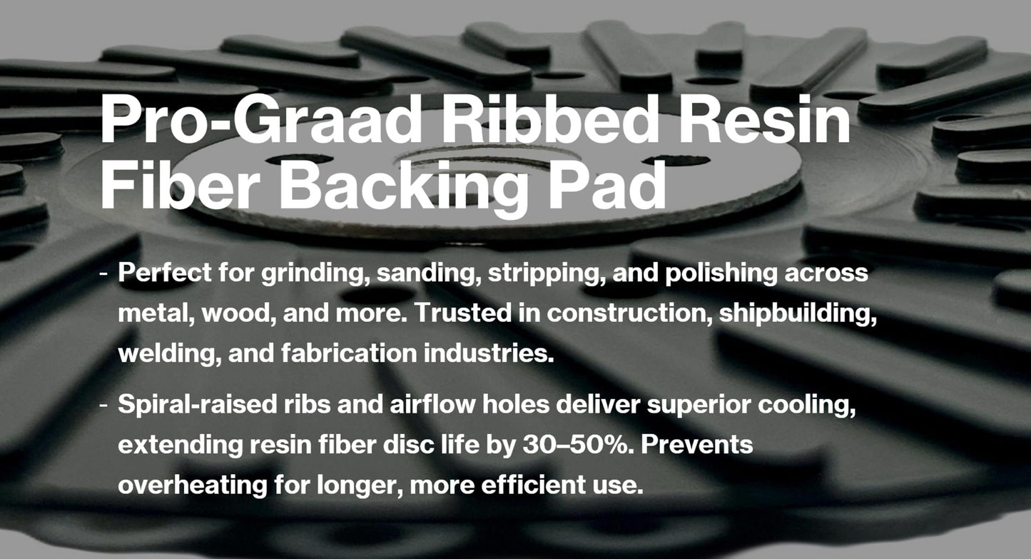 Pro-Graad 7” Angle Grinder Ribbed Rigid Backing Pad for Resin Fiber Discs, 7 inch x 5/8-11 Sanding Disc Backer Pad for Grinding, Sanding, Stripping on Metal, Wood, 7/8" Arbor - Grinder Attachment