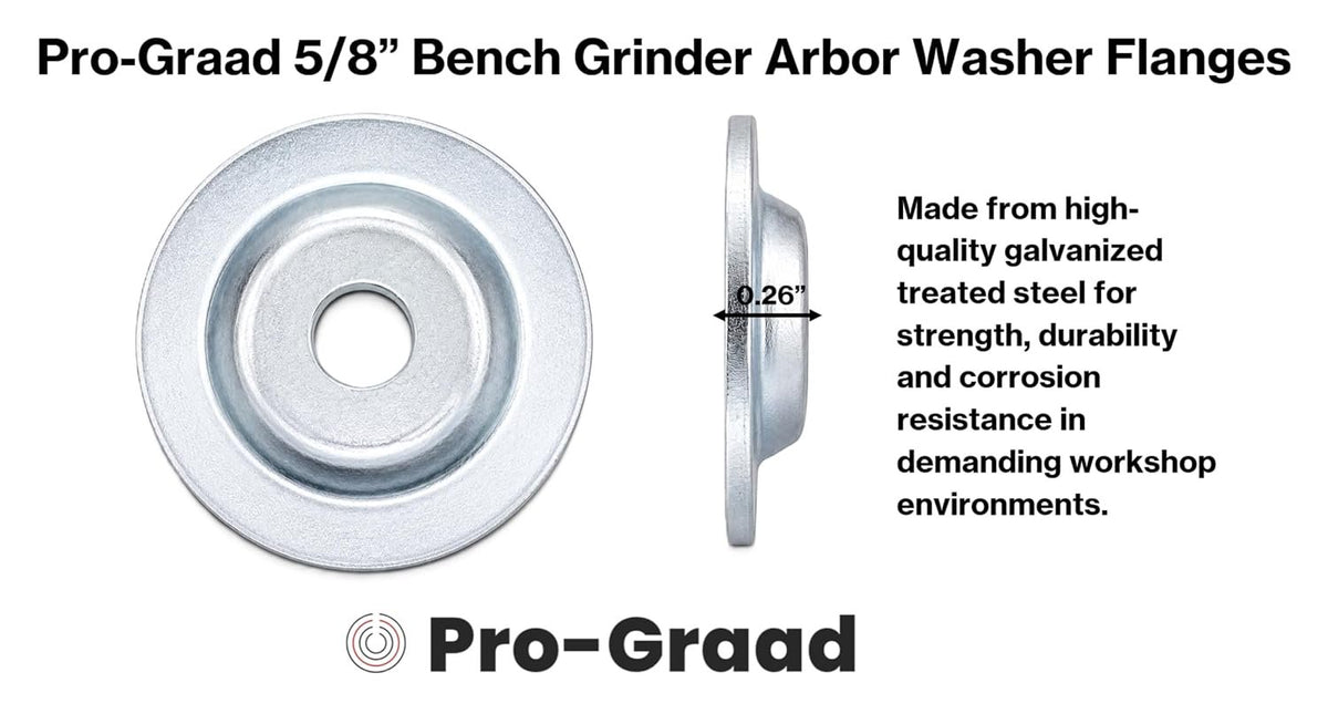 Pro-Graad 5/8" Bench Grinder Arbor Washer Flange Set, 3.1" OD, 1 Set