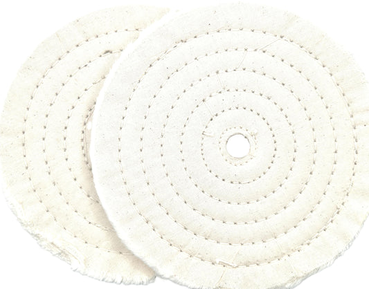 Pro-Graad 2 Pack 8” x 5/8” Arbor x 40 Ply Buffing Polishing Wheel - White Fine Muslin Cotton | Designed for Bench Motor Grinder or Buffer | Pack of 2