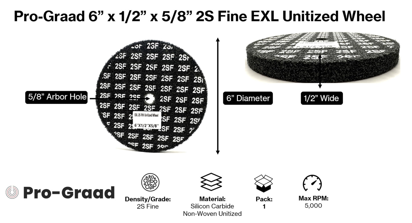 Pro-Graad EXL Unitized Wheel, Silicon Carbide, 6" Diameter x 1/2" Wide x 5/8" Arbor, 2S Fine | 15831 | (Pack of 1)