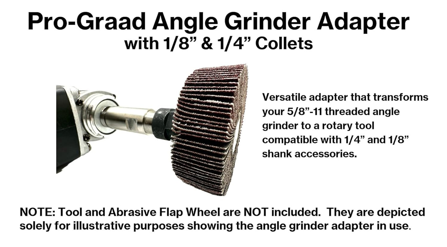 SuperGrindz 5/8”-11 Thread Angle Grinder Extension Shaft Set, Grinder Adapter with 1/4” & 1/8” Collets, Rotary Tool Conversion for Metalworking Woodworking, Fits 5/8-11 Threaded Angle Grinders