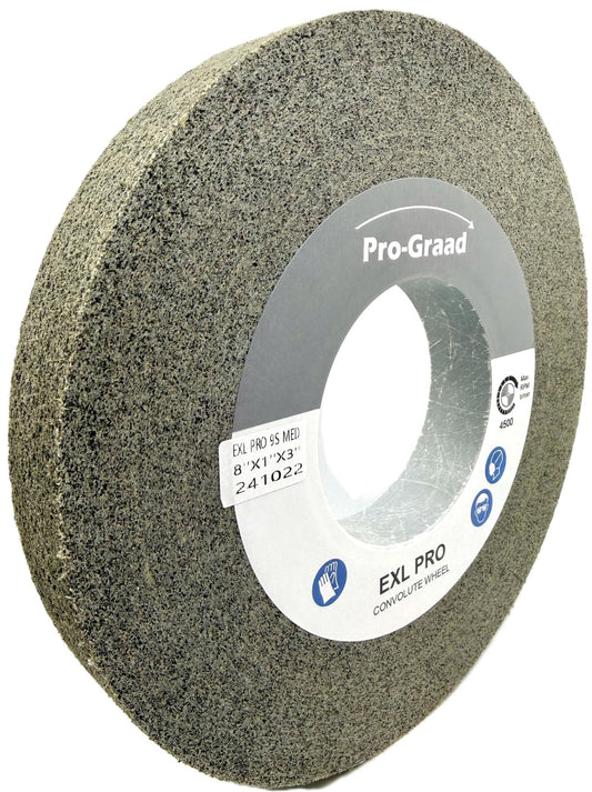 Pro-Graad 8” x 1” x 3” 9S Medium EXL PRO Convolute Deburring Polishing Wheel -  Silicon Carbide - Professional Grade - Metal Deburring, Finishing and Polishing Wheel –  1 Pack