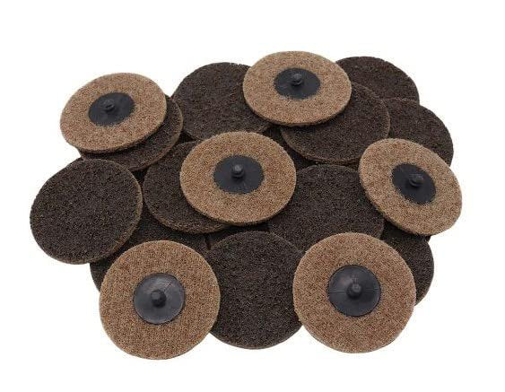 Pro-Graad 3" Quick Change Non-Woven Nylon Surface Conditioning Discs for Deburring Sanding Blending Polishing Paint Removal with Male R-Type Backing, Use with Die Grinder - Brown- (Coarse) - (25 Pack)