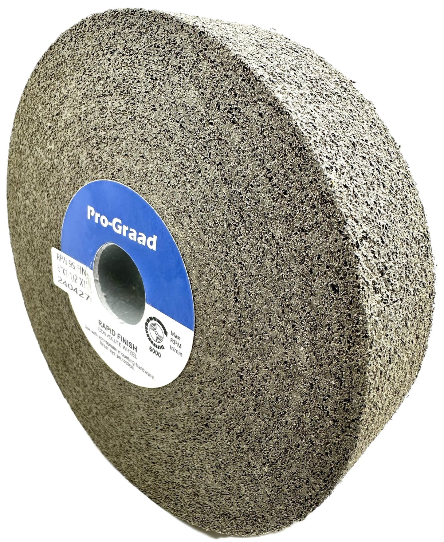 Pro-Graad 1 Pack 6” x 1-1/2” x 1” 9S Fine Series 1000 RF Long Life Convolute Deburring, Finishing & Polishing Wheel, Includes Adapter for use on 3/4 5/8 1/2 inch Shaft Sizes, Pack of 1