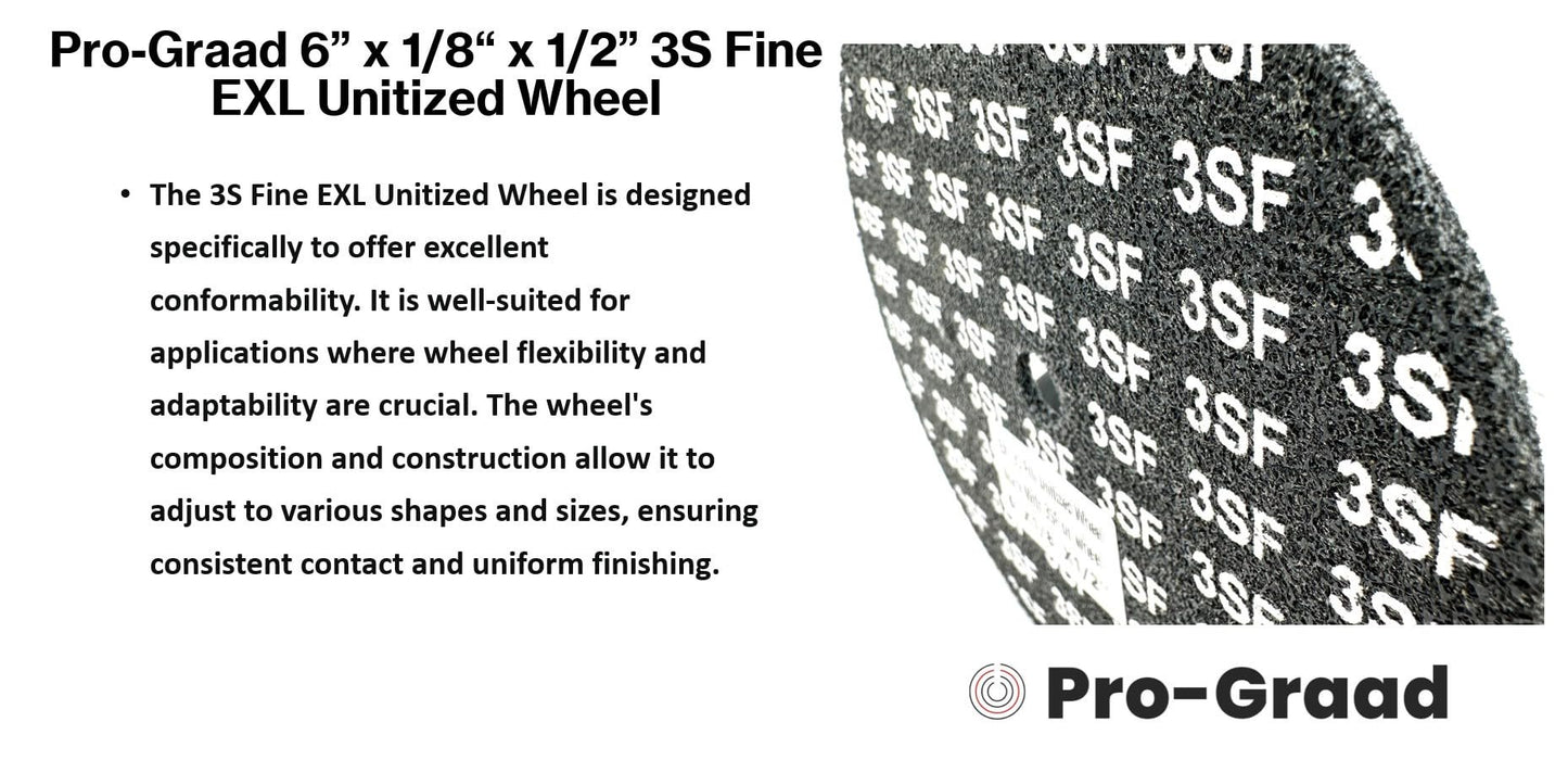Pro-Graad EXL Unitized Wheel, Silicon Carbide, 6" Diameter x 1/8" Wide x 1/2" Arbor, 3S Fine | 27997 | (Pack of 1)