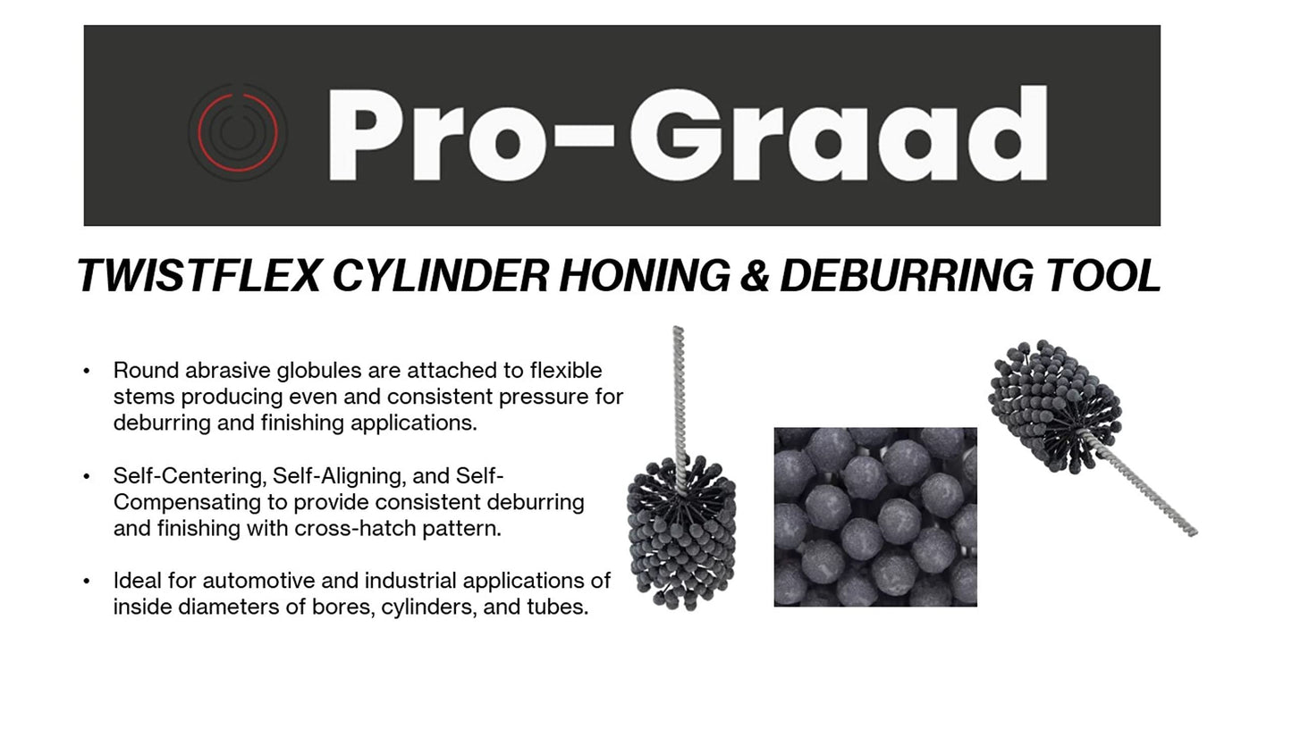 Pro-Graad TwistFlex Cylinder Hone | Flexible Cylinder Honing & Deburring Tool | Bore Brush for Hole Diameters