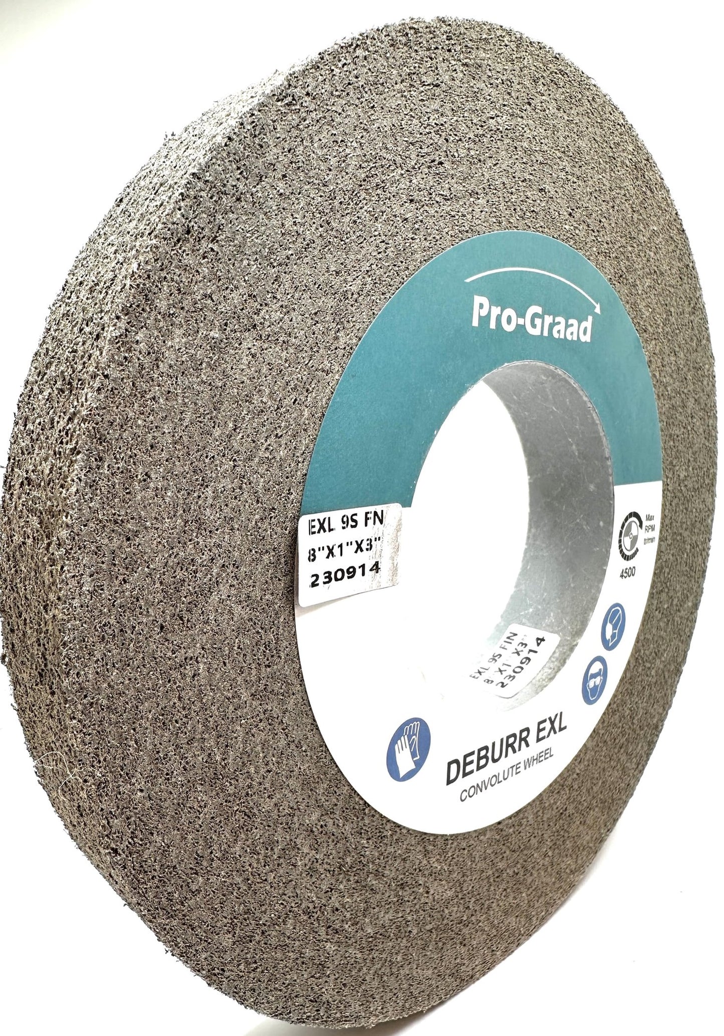 Pro-Graad EXL Deburring Wheel - 8" x 1" x 3" 9S Fine Grit - Silicon Carbide - Metal Deburring, Finishing and Polishing Wheel - Convolute - 05135 - (1 Pack)