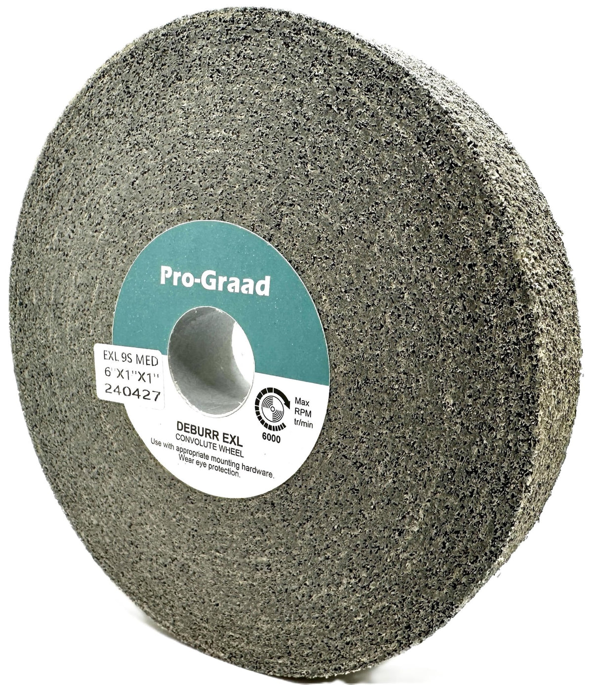 Pro-Graad EXL Deburring Wheel - 6" x 1" x 1" 9S Medium Grit - Silicon Carbide - Metal Deburring, Finishing and Polishing Wheel - Convolute - (1 Pack)