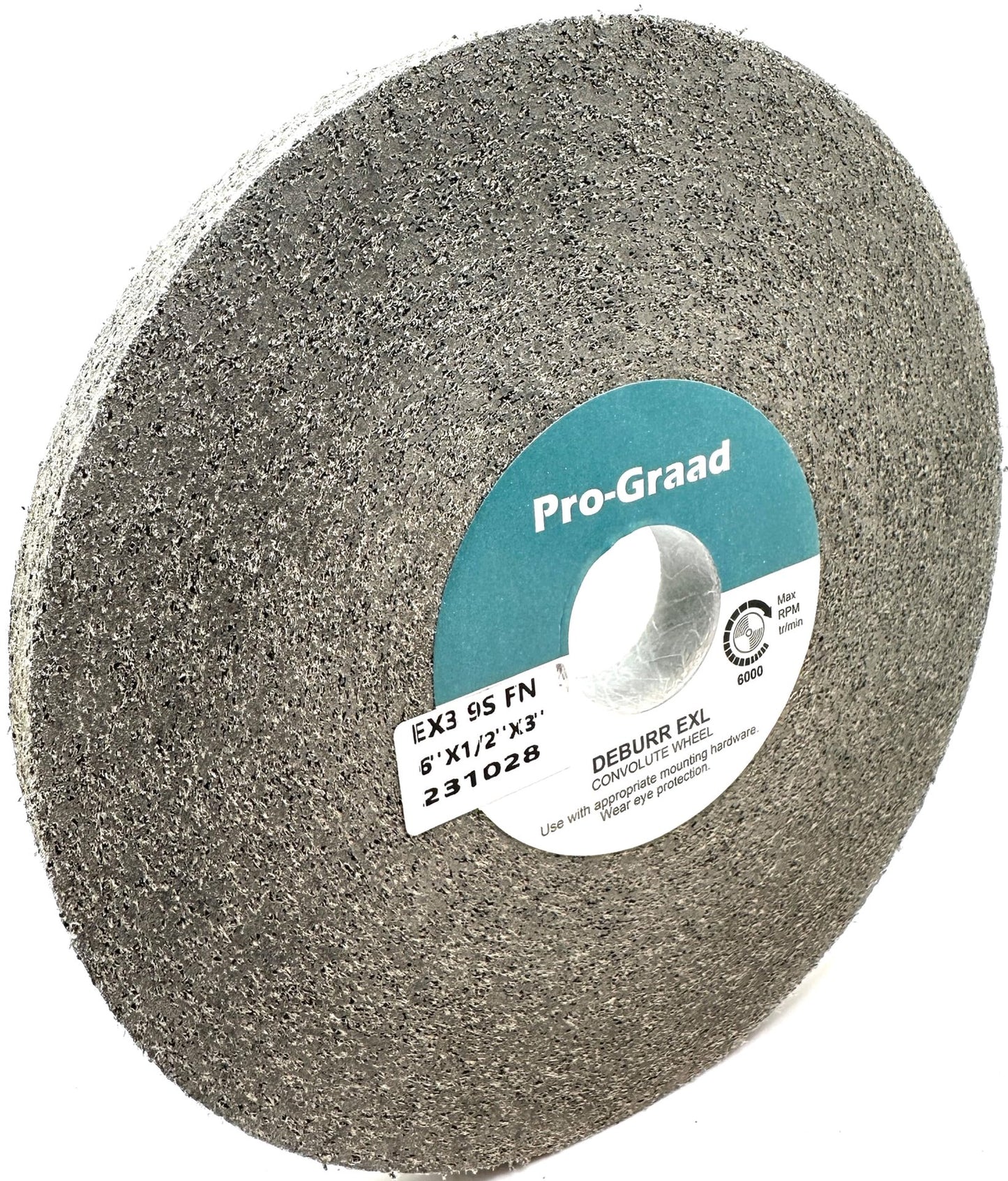 Pro-Graad EX3 Deburring Wheel - 6” x 1/2” x 1” 9S Fine Silicon Carbide – Metal Deburr, Finishing & Polishing Wheel - Highest Edge Retention & Durability - Aggressive Edge Deburring – 24026 - 1 Pack