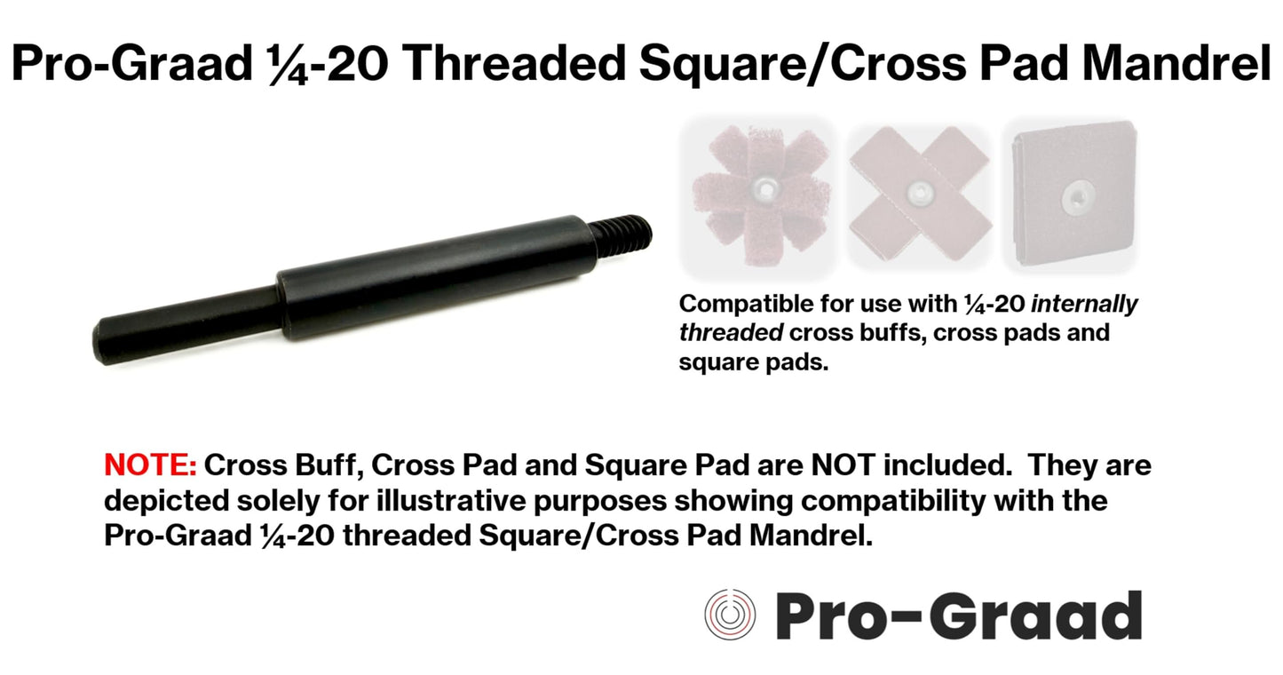 Pro-Graad MM20-4 1/4-20 Threaded Overlap Slotted Disc, Square Pad, Cross Pad, Cross Buff Quick-Change Mandrel, 3.5" Overall Length, 1/4" Shank Diameter, ¼”-20 Thread Size